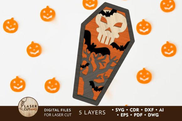Halloween Coffin with Skull: A Laser-Cut Guide