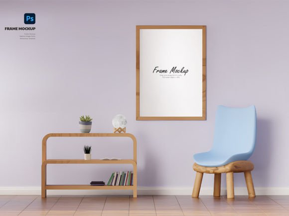 Presenting Your Designs Realistically with a Mockup Frame and Kids Chair