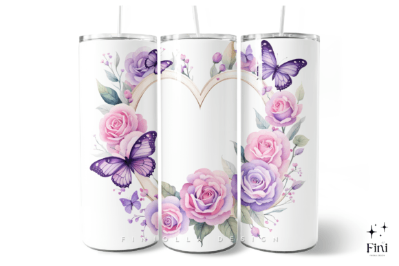 Purple Heart Butterfly Flowers Tumbler: Elevating Your Sublimation Projects with Romantic Flair