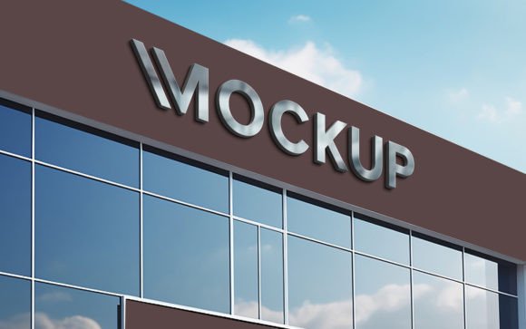 Realistic Store Sign Logo Mockup PSD