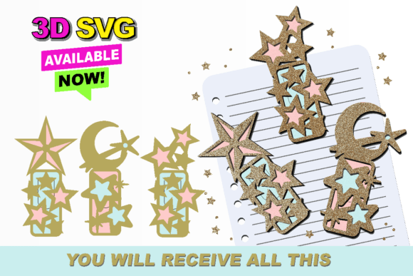 Stars Book Marks: 3D SVG Cutting Guide